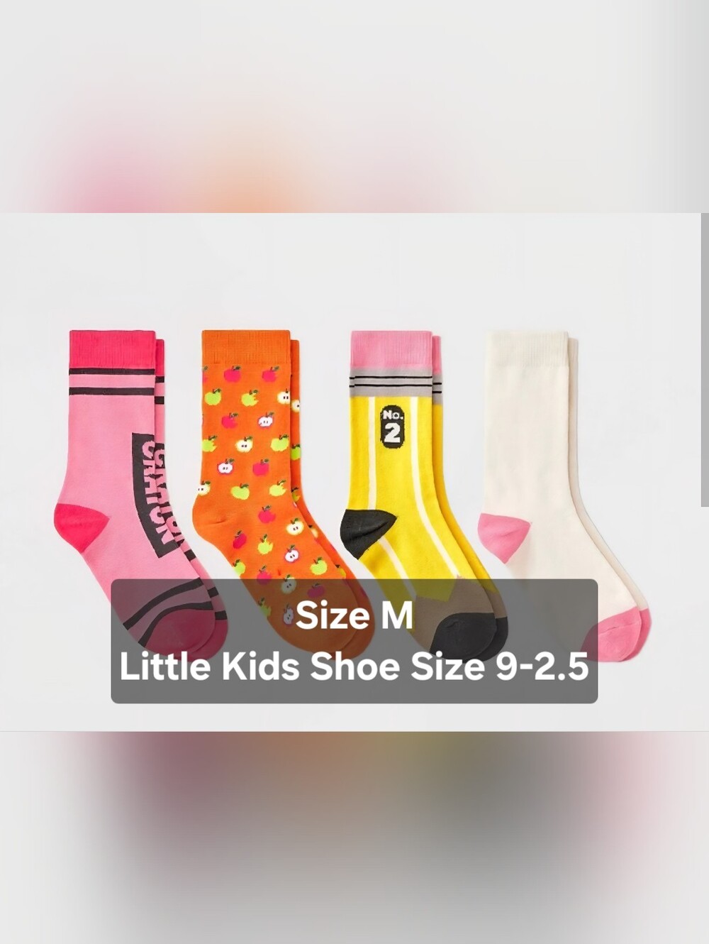 Little Kids Size Medium Crew Socks Fits Shoe Sizes 9-2.5